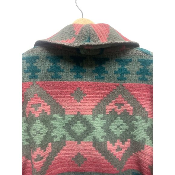 Eddie Bauer Vintage 80's Wool Aztec Pink and Green Blanket Coat - Picture 10 of 10